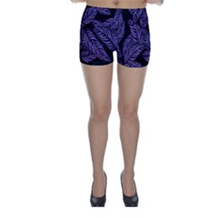Tropical Leaves Purple Skinny Shorts by snowwhitegirl
