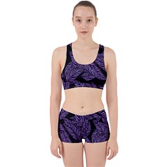 Tropical Leaves Purple Work It Out Gym Set by snowwhitegirl