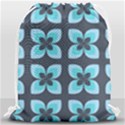 Retro Flower Blue Drawstring Bag (Large) View1