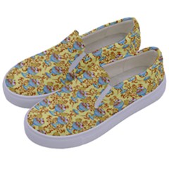 Paisley Yellow Sundaes Kids  Canvas Slip Ons by snowwhitegirl