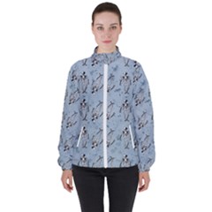 Skeleton Blue Background High Neck Windbreaker (women) by snowwhitegirl