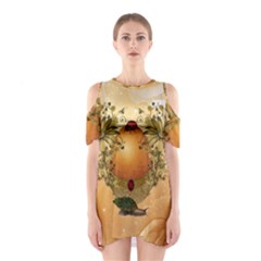 Wonderful Easter Egg With Flowers And Snail Shoulder Cutout One Piece Dress by FantasyWorld7