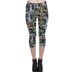 Comic Books Pattern Capri Leggings  by snowwhitegirl