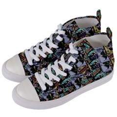 Comic Books Pattern Women s Mid-top Canvas Sneakers by snowwhitegirl