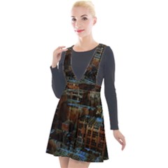 Building Ruins Old Industry Plunge Pinafore Velour Dress by Pakrebo