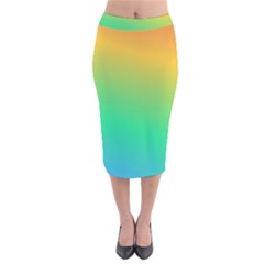 Sunburnt Splash Velvet Midi Pencil Skirt by retrotoomoderndesigns