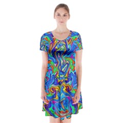 Ml 120 Short Sleeve V-neck Flare Dress by ArtworkByPatrick