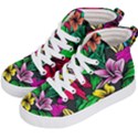 Neon Hibiscus Kids  Hi-Top Skate Sneakers View2