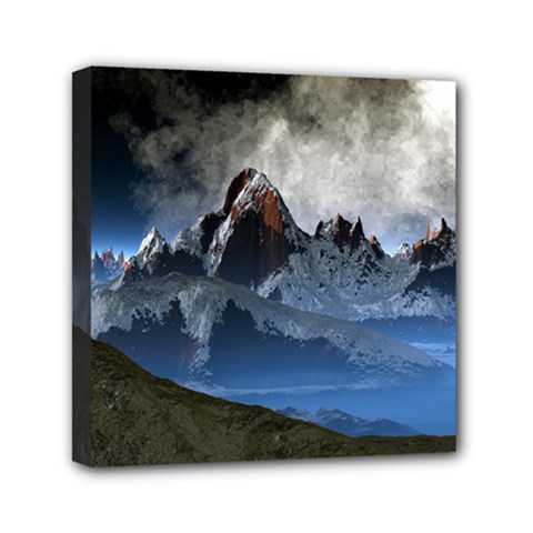 Mountains Moon Earth Space Mini Canvas 6  X 6  (stretched) by Pakrebo