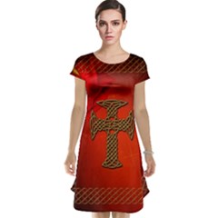 Wonderful Celtic Cross On Vintage Background Cap Sleeve Nightdress by FantasyWorld7