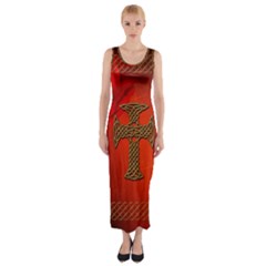 Wonderful Celtic Cross On Vintage Background Fitted Maxi Dress by FantasyWorld7