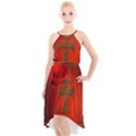 Wonderful Celtic Cross On Vintage Background High-Low Halter Chiffon Dress  View1