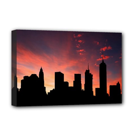 Skyline Panoramic City Architecture Deluxe Canvas 18  X 12  (stretched) by Sudhe