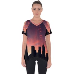 Skyline Panoramic City Architecture Cut Out Side Drop Tee by Sudhe