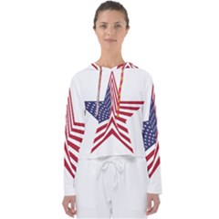 A Star With An American Flag Pattern Women s Slouchy Sweat by Sudhe