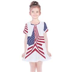 A Star With An American Flag Pattern Kids  Simple Cotton Dress by Sudhe