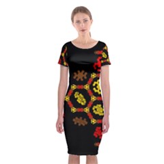 Algorithmic Drawings Classic Short Sleeve Midi Dress by Sudhe