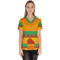 Burger Bread Food Cheese Vegetable Women s V-neck Scrub Top by Sudhe