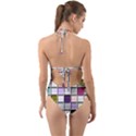 Color Tiles Abstract Mosaic Background Halter Cut-Out One Piece Swimsuit View2