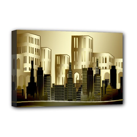 Architecture City House Deluxe Canvas 18  X 12  (stretched) by Sudhe