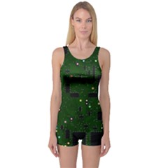 Board Conductors Circuits One Piece Boyleg Swimsuit by Sudhe