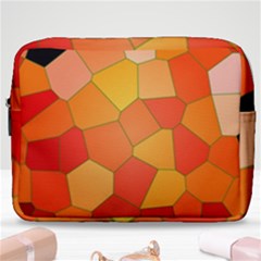 Background Pattern Of Orange Mosaic Make Up Pouch (large) by Sudhe