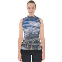 Architecture Big Ben Bridge Buildings Mock Neck Shell Top by Sudhe