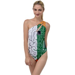 Technology Brain Digital Creative To One Side Swimsuit by Sudhe