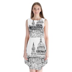Line Art Architecture Church Sleeveless Chiffon Dress   by Sudhe