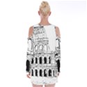 Line Art Architecture Velvet Long Sleeve Shoulder Cutout Dress View2