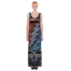 Grateful Dead Logo Maxi Thigh Split Dress by Sudhe