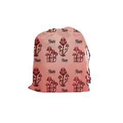 Funny Mushroom Pattern Drawstring Pouch (medium) by FantasyWorld7