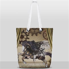 Awesome Steampunk Unicorn With Wings Full Print Rope Handle Tote (small) by FantasyWorld7