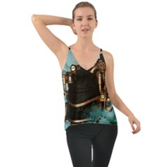 Spirit Of Steampunk, Awesome Train In The Sky Chiffon Cami by FantasyWorld7