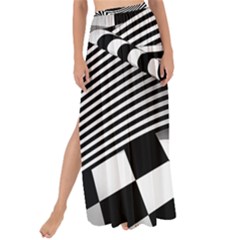 Op Art Black White Drawing Maxi Chiffon Tie-up Sarong by Pakrebo