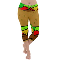 Hamburger Cheeseburger Fast Food Lightweight Velour Capri Yoga Leggings by Sudhe