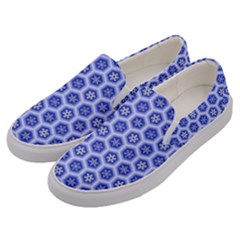 Hexagonal Pattern Unidirectional Blue Men s Canvas Slip Ons by Mariart