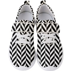 Black And White Herringbone Men s Velcro Strap Shoes by retrotoomoderndesigns
