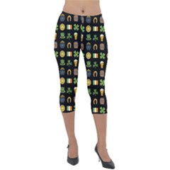 St Patricks Day Pattern Lightweight Velour Capri Leggings  by Valentinaart