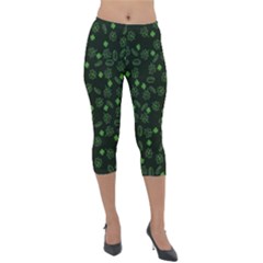 St Patricks Day Pattern Lightweight Velour Capri Leggings  by Valentinaart