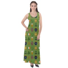 St Patricks Day Pattern Sleeveless Velour Maxi Dress by Valentinaart