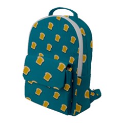 Toast With Cheese Funny Retro Pattern Turquoise Green Background Flap Pocket Backpack (large) by genx