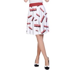 Funny Bacon Slices Pattern Infidel Red Meat A-line Skirt by genx
