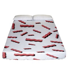 Funny Bacon Slices Pattern Infidel Red Meat Fitted Sheet (king Size) by genx