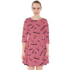 Funny Bacon Slices Pattern Infidel Vintage Red Meat Background  Smock Dress by genx
