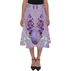 Happy Easter, Easter Egg With Flowers In Soft Violet Colors Perfect Length Midi Skirt by FantasyWorld7