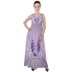 Happy Easter, Easter Egg With Flowers In Soft Violet Colors Empire Waist Velour Maxi Dress by FantasyWorld7