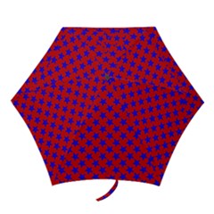 Blue Stars Pattern On Red Mini Folding Umbrellas by BrightVibesDesign