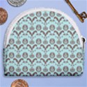 Easter Damask Pattern Robins Egg Blue and Brown Horseshoe Style Canvas Pouch View2