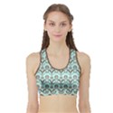 Easter Damask Pattern Robins Egg Blue and Brown Sports Bra with Border View1